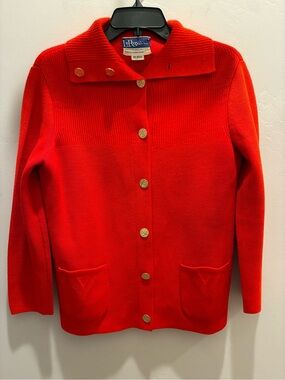 Vintage LeRoy Red Button-Front Knit Jacket
